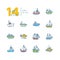 Water transport - colorful line design icons set