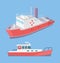 Water Transport Ferry with Lifebuoy Set Vector