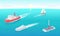 Water Transport Ferry and Yacht Types Set Vector