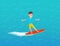 Water Transport and Male on Surfing Board Vector