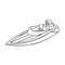Water transport, motorboat, speedboat and vector illustration
