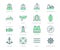 Water transport simple line icons. Vector illustration with minimal icon - cargo ship, yacht, canoe, boat, surfboard