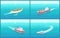 Water Transport Variety of Ships Boats Set Vector