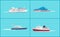 Water Transport Yacht Sea Trip Vessels Set Vector