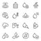 Water usage thin line contour icons set