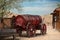 Water wagon in Calico a historic silver mining town in California