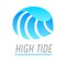 Water Wave and Pure Drop Banner with High Tide Typography. Liquid Ocean or Sea Line on White Background