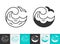 Water wave simple splash black line vector icon