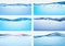 Water waves. Blue flowing realistic waves splashes fresh liquid products drinks raindrops vector