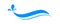 Water waves blue symbol, water ripples light blue, ocean sea surface symbol, aqua flowing graphic