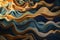 Water Waves of flowing colour from gold and blue tones in an asian paper style created with generative AI technology