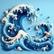 Water waves in a playful and whimsical design, photorealistic