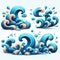 Water waves in a playful and whimsical design, photorealistic