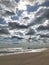 Water waves rushing in sand off the New Jersey Shore