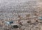 Water wheel on dried pond floor