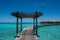 Water wooden bungalos at the topical resort at Maldives