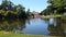 Waterbirds in lake at French chateau