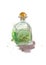 Watercolor absinthe bottle. Alcohol drink illustration
