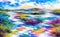 Watercolor abstract art landscape, soft pastel color background. Generative Ai