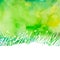 Watercolor abstract background with hand drawing garden grass