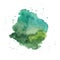 Watercolor abstract background paint splash, green spot