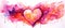 Watercolor abstract heart in pink tones with beautiful artistic streaks and flows on white background. Banner for