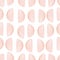 Watercolor abstract pink half round elements seamless pattern on white background