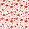 Watercolor Abstract Red Poppies Seamless Repeat Pattern