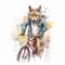 The watercolor adventure of Wolf on a Bike unfolds