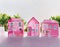 Watercolor of ai midjourney of a tiny pink house model