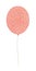 Watercolor air rubber red balloon with white pattern on rope