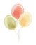 Watercolor air rubber three balloons on rope