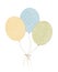 Watercolor air rubber three balloons on rope