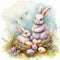 watercolor airbrush clipart, Easter scene, cozy shabby Easter, Cozy Easter home decor