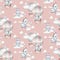 Watercolor airplane kid seamless pattern. Watercolor toy background baby cartoon cute pilot hippopotamus, zebra with hippo, lion