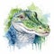 Watercolor Alligator Head Illustration With Realistic And Fantastical Elements
