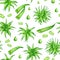 Watercolor aloe vera seamless pattern. Hand drawn fresh succulent herbs  aloe juice drops  leaf slices isolated on white