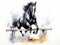 watercolor amazing jumping horse jumping a very high hurdle, equestrian competitions, horse clip art, watercolor style, ai,