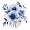 Watercolor Anemone Arrangement: Dark White And Light Blue Floral Design