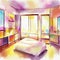 Watercolor of anime game art cozy abstract digital created with