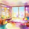 Watercolor of anime game art cozy abstract digital created with