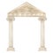 Watercolor antique arch with column ionic order, Ancient Classic Greek pillar frame, Roman Columns, Architecture facade