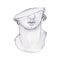 Watercolor antique marble statue of half woman head face isolated