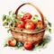 Watercolor Apple Basket: Juicy Clipart Of Rural Life Scenes