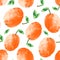 Watercolor apricot seamless pattern.