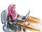 Watercolor arabian woman working on laptop