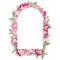 Watercolor arch frame with pink peonies. Great for cards and wedding invitations