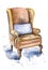 Watercolor armchair of Sherlock Holmes