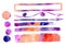 Watercolor Arrow freehand drawing. Large Set red, orange, violet Arrows, blob, frame, element. Infographic, Catalog