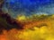 Watercolor art abstract background sky cloud landscape autumn blot overflow texture wet wash blurred fantasy